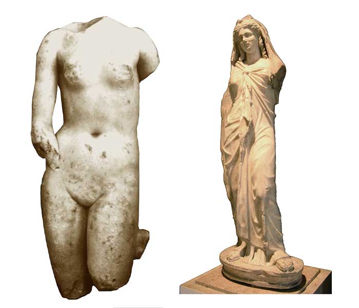 Esculturas de Venus e Isis